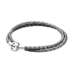 Pandora Topeltring Punutud Nahast Metallist K&auml;ev&otilde;ru Unisex K&auml;ev&otilde;ru Hall 590705CSG-D Box,35