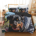 Rottweiler tekikott &Uuml;heinimese Must Koeras&otilde;bra Voodipesukomplekt Pol&uuml;ester Kahekohaline Queen King Tekikate Loomateema EU single(135x200cm) black