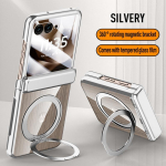 Metallr&otilde;ngaga magnetiline l&auml;bipaistev karastatud klaasist kile&uuml;mbris Motorola Razr 60 Ultra Moto Razr 60 50 jaoks, vedruhinge kate Motorola Razr 50 gray