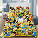 Tekikate Padjap&uuml;&uuml;r Voodipesukomplekt Multikas S-Simpsonss T&auml;iskasvanud Poiss T&uuml;druk Magamistoa Kaunistus Laste Kingitus &Uuml;he-/Kahekohaline Suur Suurus 135x200cm