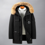 Suures suuruses pirukas Overcome Meeste talvine keskmise pikkusega pluss sametine paksendatud soe pluss rasv pluss suur kapuutsiga puuvillane mantel Paks mehe puuvillane mantel 4XL-10XL 10XL must