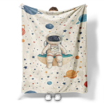 Astronaudi kosmosetr&uuml;kiga flanell-tekk Pehme ja hubane fliis voodi, diivani, laste toa jaoks Aastaringselt L&otilde;bus kingitus 130x150cm51x59in
