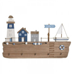 Seinale riputatav riidepuu - DKD Home Decor - MDF (bois) - Naturaalne/Tumesinine - 34,5x21,5x1,5 cm