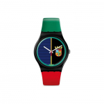 Swatch New Gent Kvartsikell 41 mm Must sihver Plastikust korpus Silikoonrihm Unisex-kellad SUOB169 Red Green