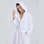 Unisex kiiresti kuivav puuvillane vahvelkapuutsiga hommikumantel - kerge ja pehme suveks L (Length 122*Chest 130*Sleeve 56) valge v&auml;rv
