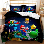 Super Mario Odyssey Voodipesukomplekt, Mario Yoshi Tekikate, M&auml;nguri Toa Sisustus 135x200cm white