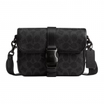 COACH League 19 Eemaldatav &otilde;larihm Kiirkinnitusega pandlaga Signature kaetud l&otilde;uendist ja peenest vasikanahast Crossbody kott V&auml;ike Meeste Must must