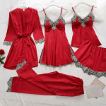 5 TK komplekt Pidžaamad Cami Shorts Pidžaamakomplekt Naistele Siidine kangas Siledad Mugavad hommikumantlid PJ Pnats Hommikumantlid Cami Shorts S punane