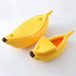 Soe banaanikujuline koera kassi voodi Mugav korv kutsika kassipojad padi kennel kaasaskantav lemmiklooma magamismatt voodi kassidele tarvikud (Yellow,S-40X15X10cm)