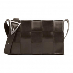 Bottega Veneta Cassette Seeria 15-ruuduline H&otilde;bedane Pannal Intreccio Kootud Nahast Tofukott Keskmine Meeste &Otilde;lakott Tume-&Scaron;okolaad 667298VCQ712145 Basic Set (Bag+Dust Bag)
