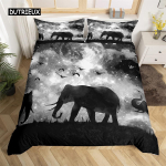 Atmosf&auml;&auml;r Roheline Muru Elevandi Tekikott Voodipesukomplekt Mikrokiud Safariloomad Tekikate &Uuml;hene Kahene Magamistoa Dekoor EU single(135x200cm)