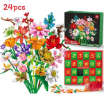 Lillekimp J&otilde;ulude Tagasilugemine Advendikalender Pime Karbik Komplekt Klotsidest DIY Montaažiks P&uuml;hadekaunistuseks Succulent blue