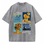 Puuvillased Naiste Happepesu T-s&auml;rgid Van Gogh La Tristesse Durera Toujours Prindiga T-s&auml;rgid &Uuml;lem&otilde;&otilde;dulised &Uuml;mmarguse Kaelusega Kulunud Topid S