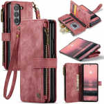 Nahast T&otilde;mblukuga Rahakott Telefonikott Samsung Galaxy Z Fold 8 Ultra 7 6 5 4 5G Fold7 jaoks Paelaga Rahakott Kaardipesa Kate Etui Galaxy Z Fold 8 Ultra punane