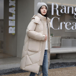Korea stiilis paksendatud sulejope Naiste avar talvejope, keskmise pikkusega puuvillase polsterdatud jope M