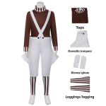 Charlie ja &scaron;okolaadivabrik Cosplay kost&uuml;&uuml;m Halloweeni peoks Pol&uuml;esterkangast M&auml;ngu- ja animef&auml;nnidele S white