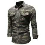 Pikkade varrukatega armee roheline kamuflaaždenim-s&auml;rk V&auml;ljas ronimiseks denim-top Meeste vintage stiilis Trendikas vabaaja riietus Minimalistlik mood Hingav s&auml;rk XXXL mitmev&auml;rviline