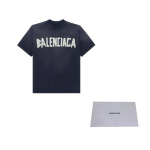 Balenciaga meeste teibit&uuml;&uuml;pi keskmise l&otilde;ikega T-s&auml;rk Must pleekinud 739784TOVA91055 XS-Original Gift Box must
