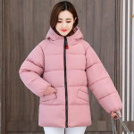 Eriti suur suurus 8XL naiste korea versioon keskmise pikkusega udusulest puuvillajope pluss v&auml;etis, et suurendada vaba moega parkajope 6XL roosa