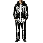 Meeste Naljakas Halloweeni Kolju Huppari Komplekt V&auml;rvilise Prindiga Pikkade Varrukatega Dressipluus ja P&uuml;ksid XXXL valge