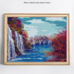 Teemantmaaling Lake Waterfall Tikand Teemantmosaiik Ristpistes Rhinestones 20X30CM