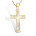 Les Tr&eacute;sors De Lily [L4645] - Pendentif Plaqu&eacute; Or 'Croix ' blanc dor&eacute; - 30x15 mm kuld
