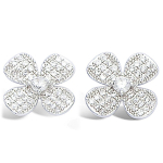 Les Tr&eacute;sors De Lily [L4659] &ndash; h&otilde;bedased &bdquo;Clover&rdquo; h&otilde;bek&otilde;rvar&otilde;ngad (roodiumiga kaetud) &ndash; 12 mm valge