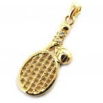 Les Tr&eacute;sors De Lily [M6982] - Pendentif Plaqu&eacute; Or 'Passion Tennis' (raquette) blanc dor&eacute; - 25x10 mm kuld