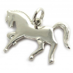 Les Tr&eacute;sors De Lily [M7335] - Pendentif Argent 'Cheval au Galop' (rhodi&eacute;) - 25x21 mm h&otilde;be