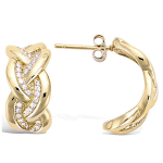 Les Tr&eacute;sors De Lily [Q1057] - Kullatud poolr&otilde;ngaga k&otilde;rvar&otilde;ngad 'Sissi' valgest kullast (patsid) - 20x10 mm kuld