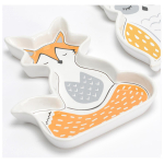 Les Tr&eacute;sors De Lily [Q9621] - Vide-poches porcelaine 'Renard' orange gris blanc - 18. 5x14. 5 cm oranž