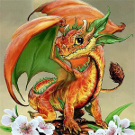 T&auml;ielik 5D-teemantmaali koomiks v&auml;ike draakon Tikand Ristpistes Kodukaunistus K&auml;sitsi valmistatud kingitus 25x25cm