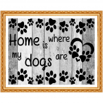 5D DIY Teemantmaali Kodu on koht, kus on minu koerad Ristpistes Teemanttikandid Teemantidega sein 20X30CM