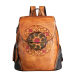 Vintage retro lehmanahast naiste seljakott Ehtsast nahast reljeefse seljakott 28cm*17cm*30cm kollane