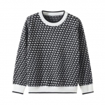 Naiste geomeetriline khakiv&auml;rvi silmkoeline kampsun vabaaja Houndstooth naiste džemper, naiste retro kampsun C-272 One Size valge