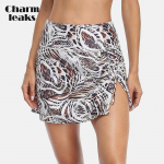 Naiste k&otilde;rge v&ouml;&ouml;kohaga poolitatud ujumisseelik, sportlik, n&ouml;&ouml;riga seelikuga ujumisosas koos sisseehitatud ujumisp&uuml;kstega ujumisriided XL mitmev&auml;rviline