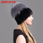 JERYAFUR Naiste m&uuml;ts Mood Talvine naaritsa karusnahk Pom Pom M&uuml;ts Naiste soe paks stiil P&auml;ris karusnahast T&uuml;drukute M&uuml;ts Elegantne Rebane Kootud M&uuml;tsid