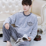 Meeste flanellist pidžaamad, s&uuml;gistalvised pl&uuml;&uuml;sist paksendatud pullover Coral Plush, soe vabaaja &uuml;likond XL