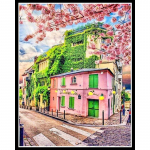 Isetegija 5d teemantmaaling t&auml;is &uuml;mmargune roosa maja maastik teemanttikandi komplekt mosaiikpuu kodukaunistus Full Round 20x30CM