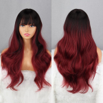 MERISIHAIR naiste pikk naturaalne laineline parukas tukkidega Ombre musta punase veini v&auml;rvi laineline pika s&uuml;nteetilisest kiust parukas naistele 20inches