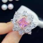 Bella Box &otilde;rn luksuslik ruudukujuline lilleline roosa kujuga avamiss&otilde;rmused naistele tsirkoonist pulmapidu peen isikup&auml;rastatud ehtekink Adjustable Opening roosa