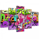 Viieosalise pildiga l&otilde;uenditr&uuml;kk Graffiti 100x70 mitmev&auml;rviline