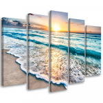 Viieosalise pildil&otilde;uendi printimine Sea Beach Sunset 100x70 sinine