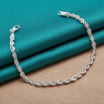 925 Sterling h&otilde;bedane Water Wave kett 4MM k&auml;ev&otilde;ru Moe ehted 20cm