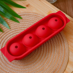 1 tk Silikoonist J&auml;&auml;palli Vorm kaanega &Uuml;mmargune Pall J&auml;&auml;pall 4 Sektsiooniga J&auml;&auml;kast Silikoonist Lihtsalt Vabastatav Vorm Neli J&auml;&auml;kuubikut J&auml;&auml; Hoiukast punane