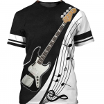 Suvised meeste T-s&auml;rgid Guitar Graphic 3D Mood Muusika T-s&auml;rk Pullover L&uuml;hikeste varrukatega O Kaelusega Rock Hip Hop Topid Suurem&otilde;&otilde;tmelised r&otilde;ivad XL