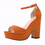 Suvised pahkluu rihmaga sandaalid 12 cm naiste pumbad Seksikad Peep Toe Square k&otilde;rged kontsad Naiste kingad Flock Platform Pulmakingad 42 oranž