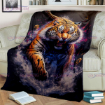 Tiger Roaring Animal Prinditud &uuml;lisuur flanellist diivanvoodi kate Pehme ja karvane tekk Soe flanell tekk Kontorikingitused 75x90cm