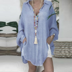 Kevadsuvi naiste &otilde;huke pluus &uuml;hev&auml;rviline lahtine suur, pikkade varrukatega puuvillane linane s&auml;rk 5XL