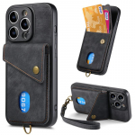 Lanyard Wallet Card telefoni&uuml;mbris XiaoMi 13 12 11T POCO X5 X3 RedMi 12C 10 10C 10A 9 9A 8 8T Note 11 11S Pro 10S 9S 9T 8A Nahast klapp-aluse kate RedMi 8 must